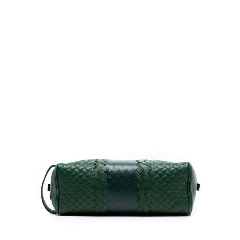 Bottega Veneta Bicolor Nappa Intrecciato Pouch Green Leather Very good condition - Inside View
