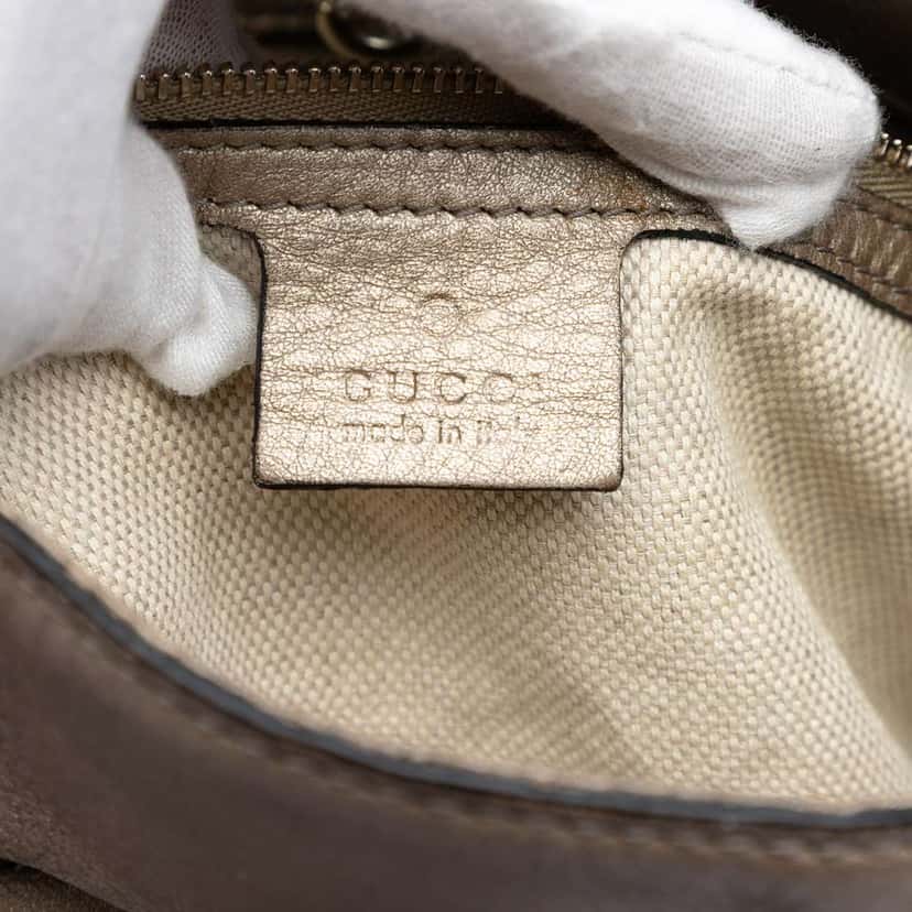 Gucci Medium Metallic Leather Soho Chain Tote Silver Leather Very good condition - Box View