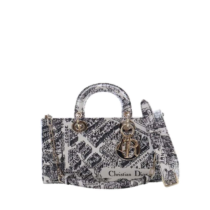 Dior Medium Calfskin Plan De Paris Printed Lady D Joy White Leather Very good condition - Front View