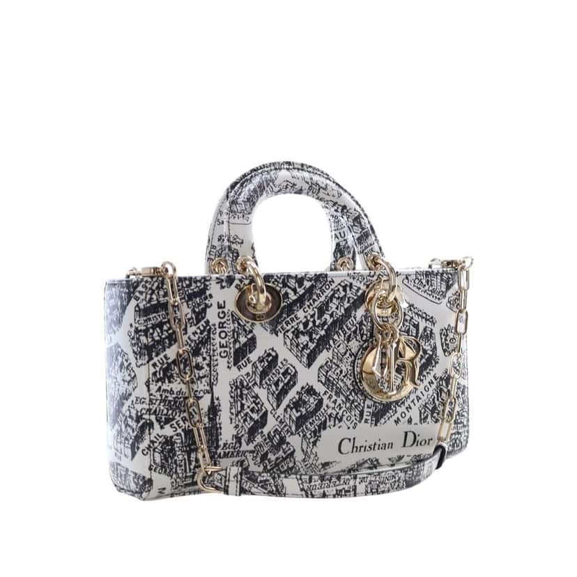 Dior Medium Calfskin Plan De Paris Printed Lady D Joy White Leather Very good condition - Inside View