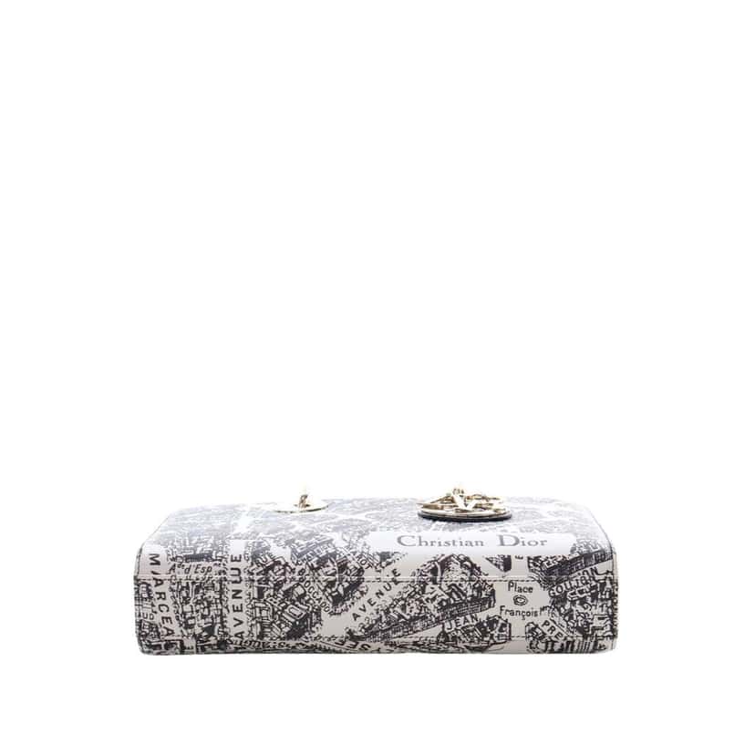 Dior Medium Calfskin Plan De Paris Printed Lady D Joy White Leather Very good condition - Box View