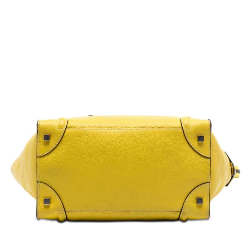 Celine Mini Grained Calfskin Luggage Tote Yellow Leather Very good condition - Inside View