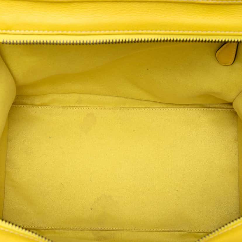 Celine Mini Grained Calfskin Luggage Tote Yellow Leather Very good condition - Model View