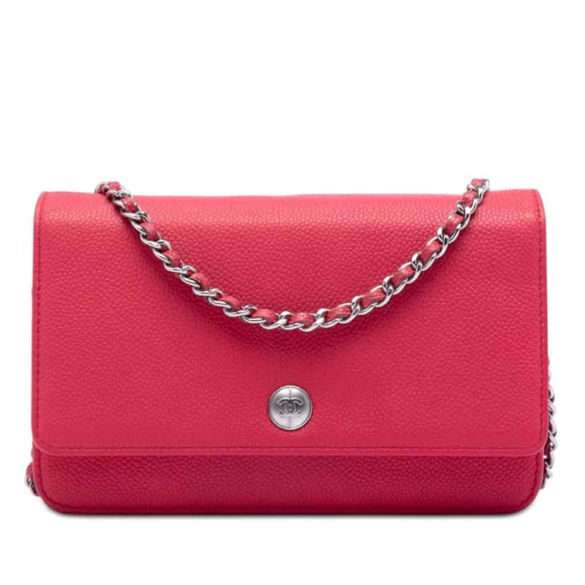 Chanel Caviar Bicolor CC Wallet On Chain Pink Leather Good condition - Front View