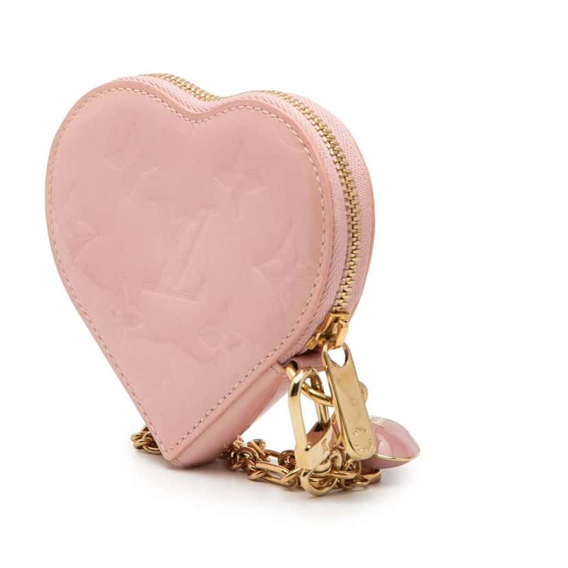 Louis Vuitton Monogram Vernis Heart Coin Purse Pink Leather Very good condition - Back View