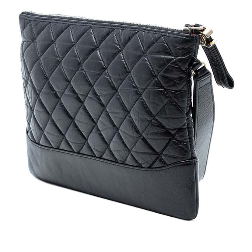 Chanel Medium Aged Calfskin Gabrielle O Case Clutch Black Leather Very good condition - Back View