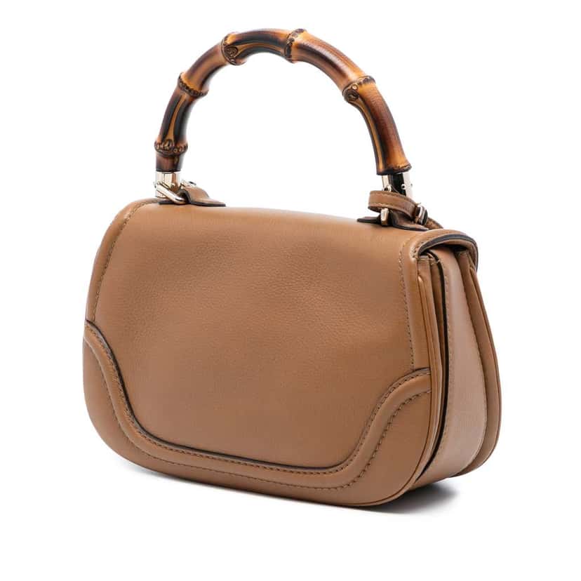 Gucci Medium Leather New Bamboo Satchel Brown Leather Very good condition - Back View