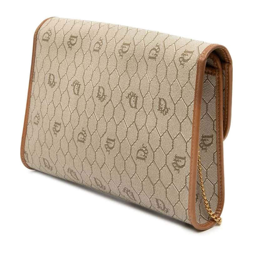 Dior Honeycomb Coated Canvas Chain Crossbody Beige Canvas Very good condition - Back View
