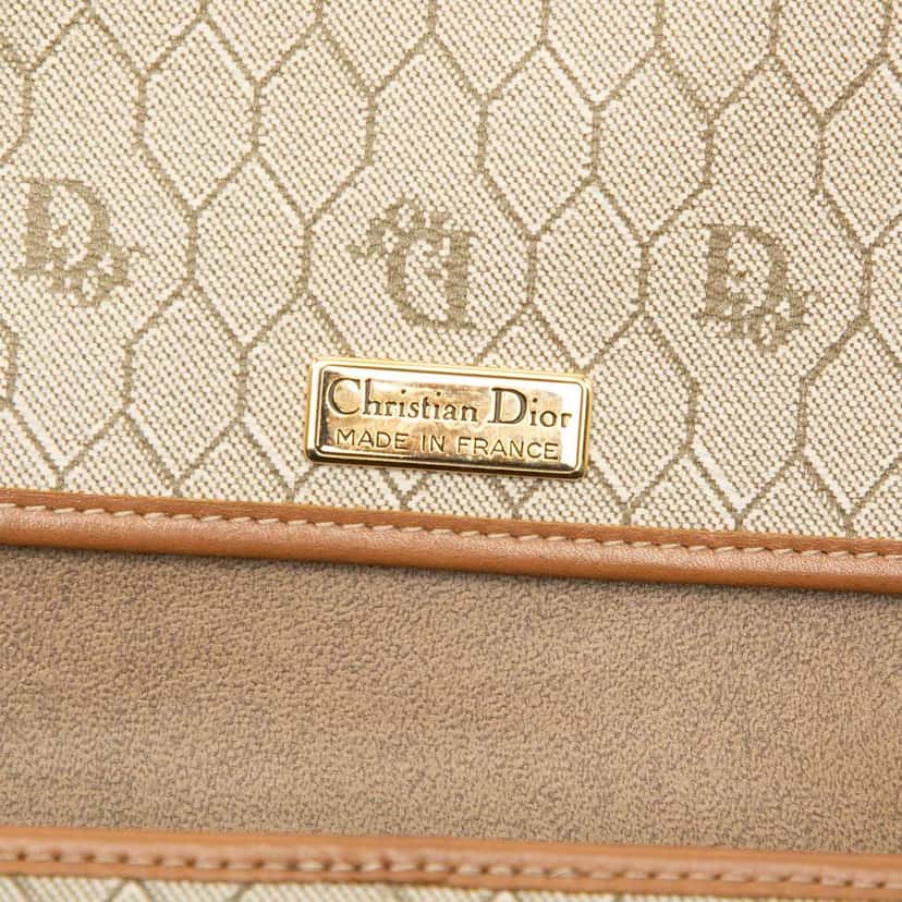 Dior Honeycomb Coated Canvas Chain Crossbody Beige Canvas Very good condition - Box View