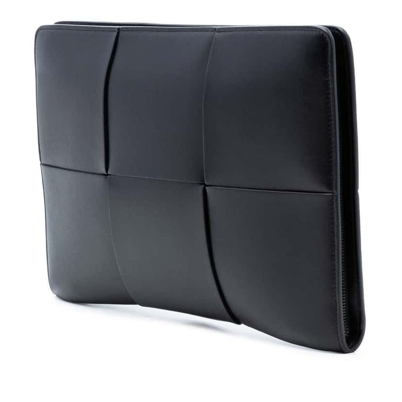 Bottega Veneta Calfskin Maxi Intrecciato Arco Document Case Black Leather Very good condition - Back View