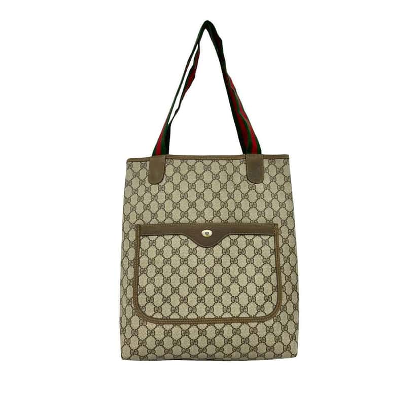 Gucci GG Supreme Web Tote Beige Canvas Very good condition - Front View