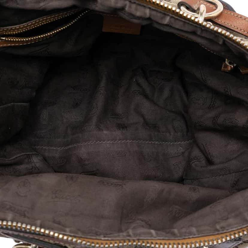 Gucci Medium GG Canvas Charm Satchel Beige Canvas Very good condition - Model View