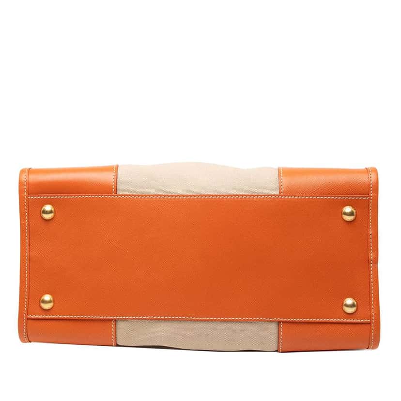 Prada Saffiano Trimmed Canvas Canapa Satchel Beige Canvas Very good condition - Inside View