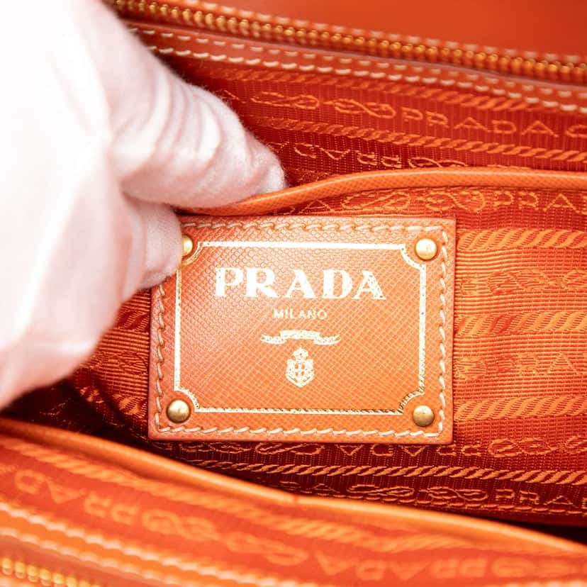 Prada Saffiano Trimmed Canvas Canapa Satchel Beige Canvas Very good condition - Box View