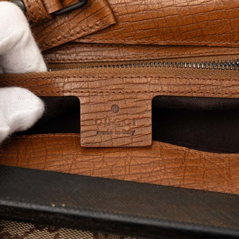 Gucci GG Canvas Wood Frame Handbag Beige Canvas Very good condition - Box View