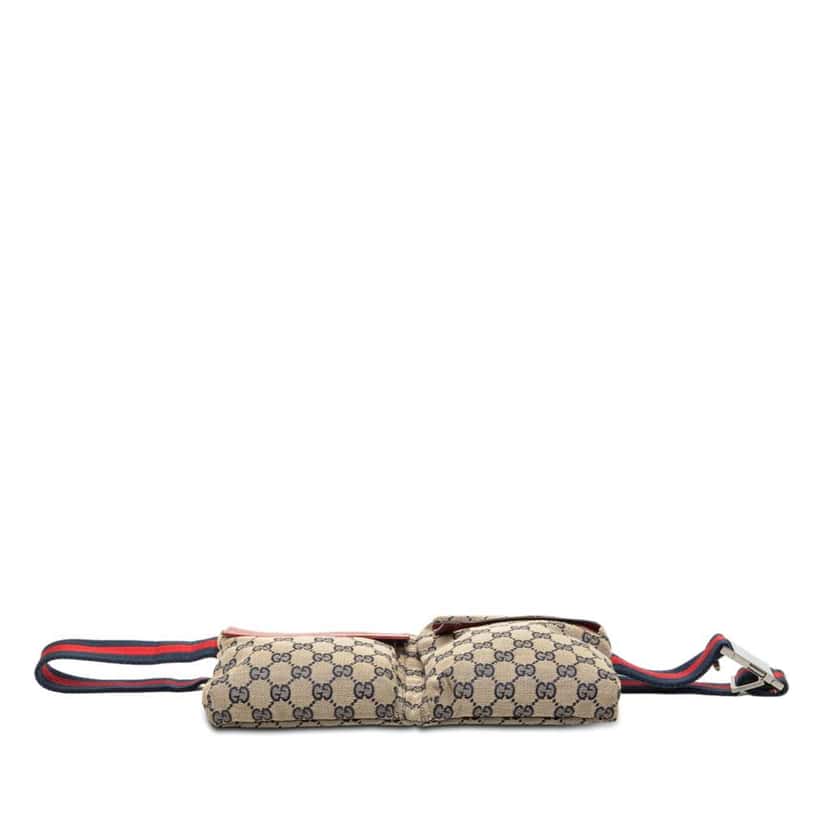 Gucci GG Canvas Web Double Pocket Belt Bag Beige Very good condition - Inside View