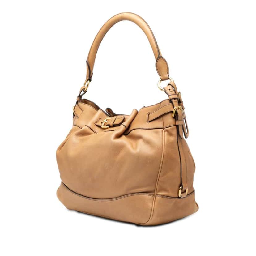 Prada Vitello Daino Shoulder Bag Brown Leather Very good condition - Back View