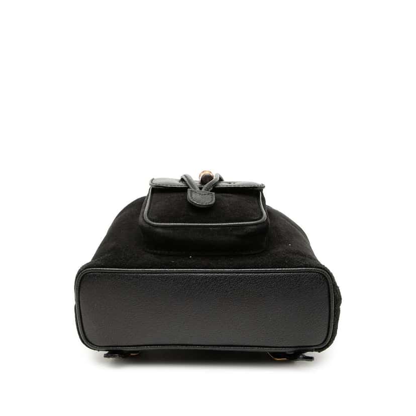 Gucci Suede Bamboo Backpack Black Leather Very good condition - Inside View