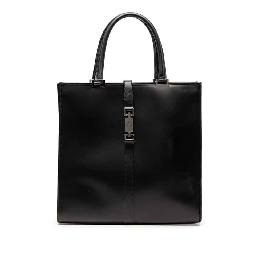 Gucci Leather Jackie Tote Black Leather Very good condition - Front View