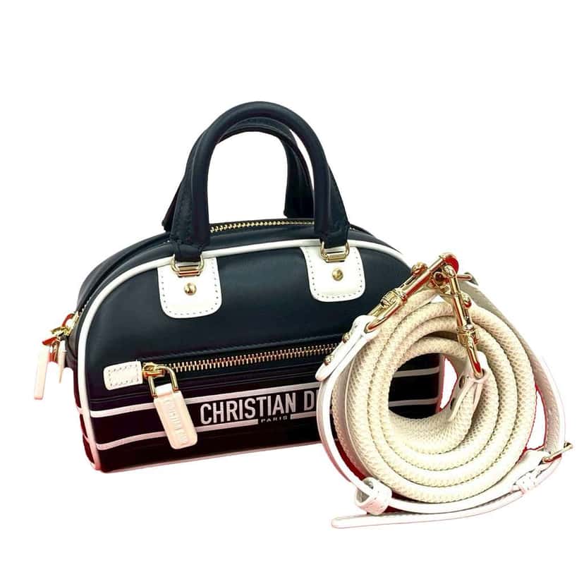 Dior Micro Leather Dior Vibe Zip Bowling Bag Blue Leather Very good condition - Back View