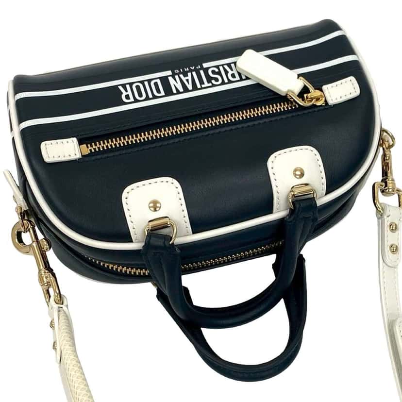 Dior Micro Leather Dior Vibe Zip Bowling Bag Blue Leather Very good condition - Model View