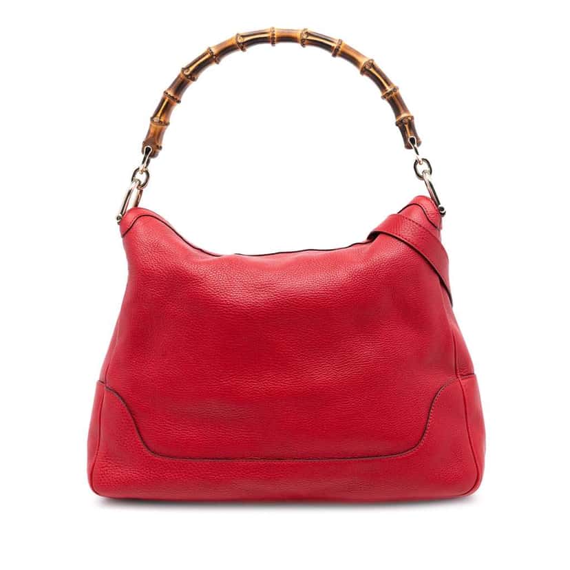 Gucci Calfskin Bamboo Diana Satchel Red Leather Very good condition - Front View