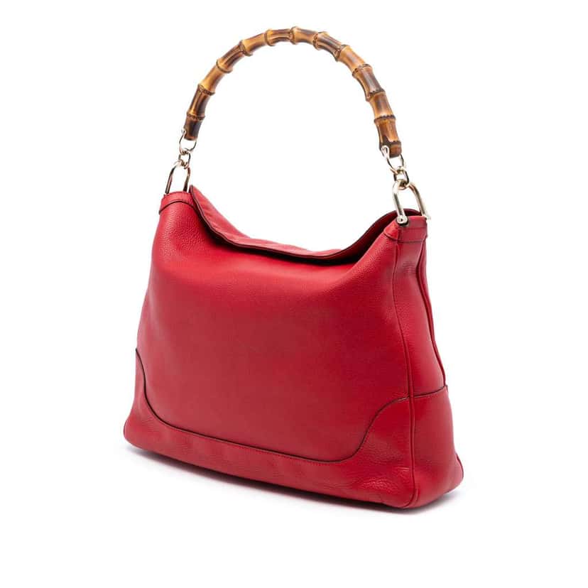 Gucci Calfskin Bamboo Diana Satchel Red Leather Very good condition - Back View