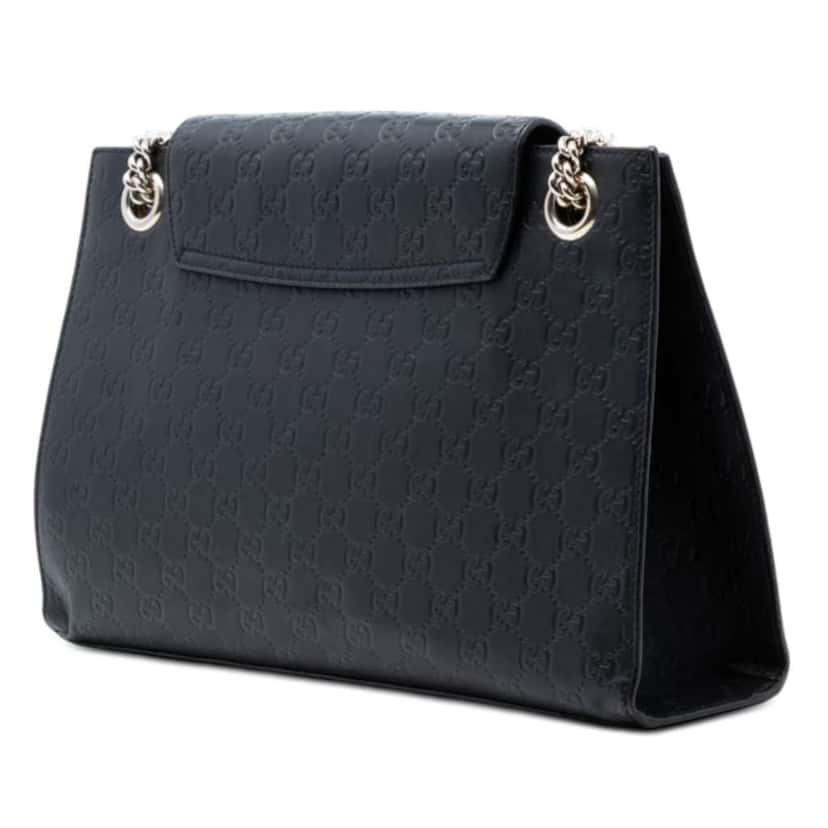 Gucci Large Guccissima Emily Shoulder Bag Black Leather Very good condition - Back View