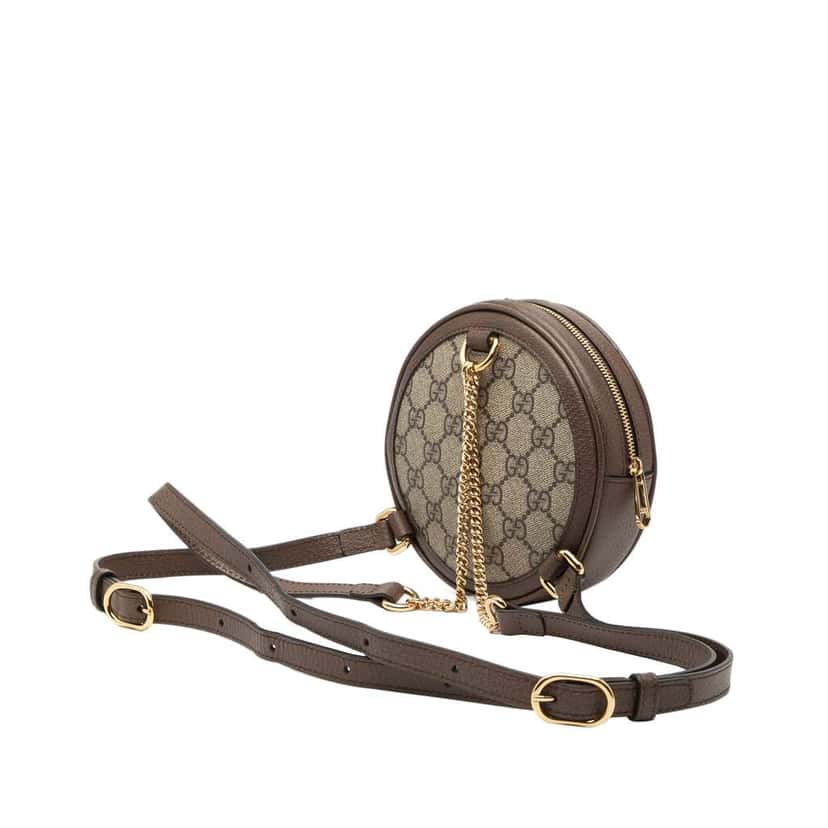 Gucci Mini GG Supreme Web Ophidia Round Backpack Beige Canvas Very good condition - Back View