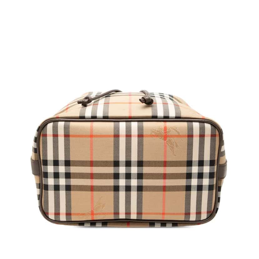 Burberry Haymarket Check Canvas Drawstring Bucket Bag Beige Canvas Very good condition - Inside View