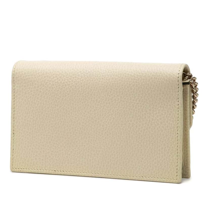 Gucci Interlocking G Dollar Calfskin Wallet on Chain Brown Leather Very good condition - Back View