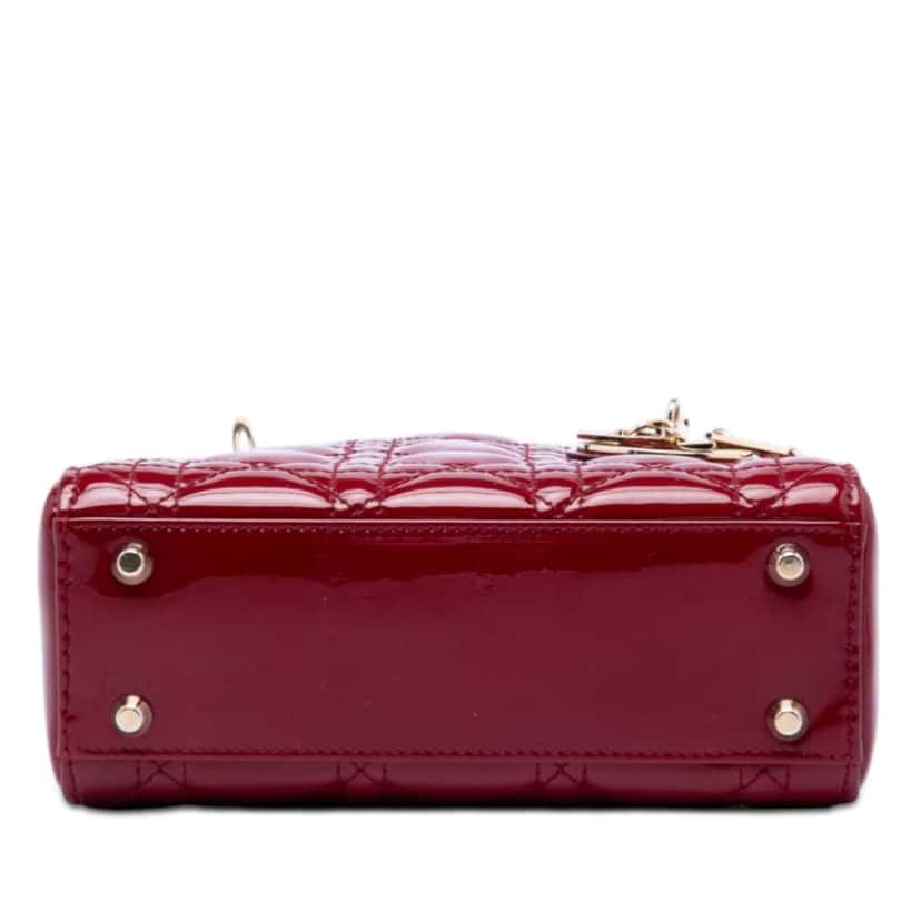 Dior Mini Patent Cannage Lady Dior Red Leather Very good condition - Inside View