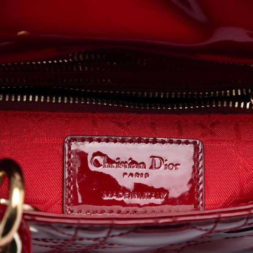 Dior Mini Patent Cannage Lady Dior Red Leather Very good condition - Box View