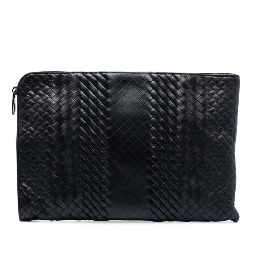 Bottega Veneta Nappa Intrecciato Document Case Black Leather Very good condition - Front View