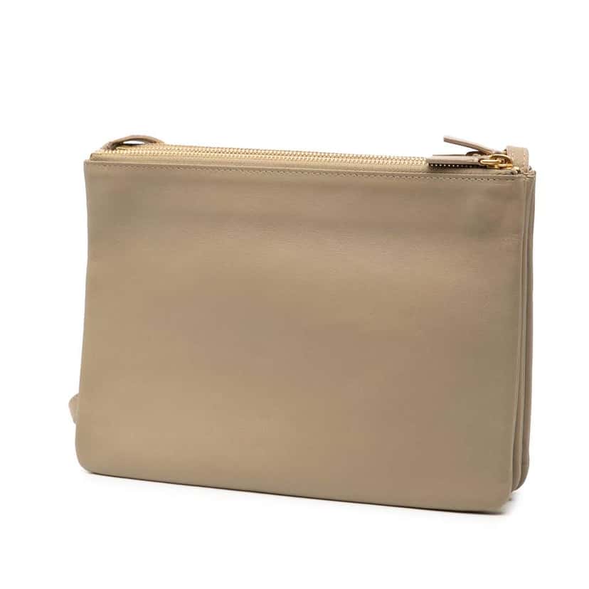 Celine Large Lambskin Trio Crossbody Beige Leather Very good condition - Back View