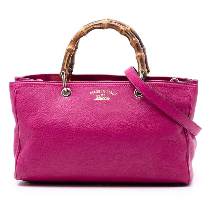 Gucci Medium Calfskin Bamboo Shopper Satchel Pink Leather Very good condition - Front View