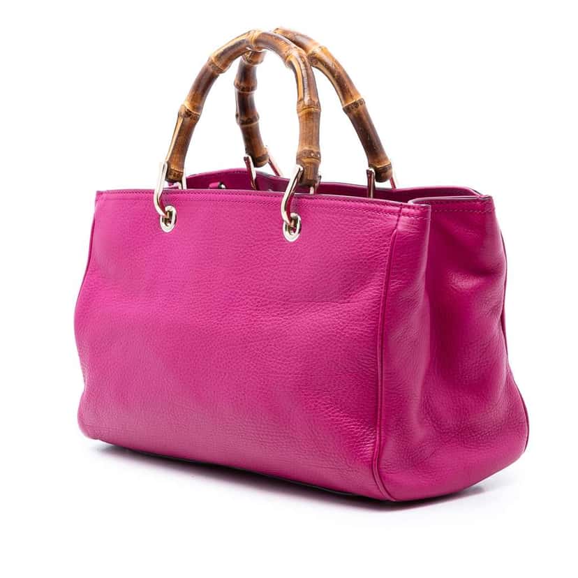 Gucci Medium Calfskin Bamboo Shopper Satchel Pink Leather Very good condition - Back View