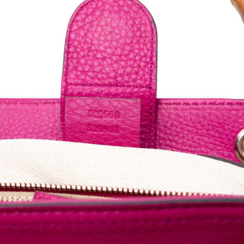 Gucci Medium Calfskin Bamboo Shopper Satchel Pink Leather Very good condition - Box View