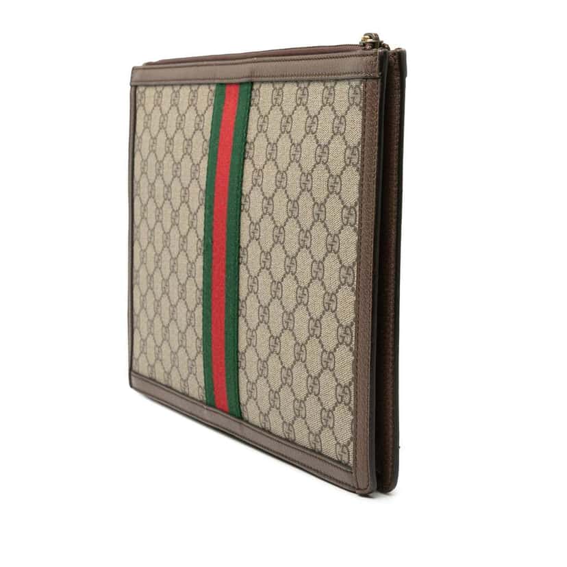 Gucci GG Supreme Ophidia Clutch Beige Canvas Very good condition - Back View