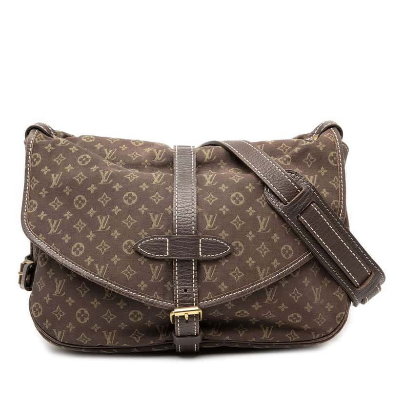 Louis Vuitton Monogram Mini Lin Saumur 30 Brown Canvas Very good condition - Front View