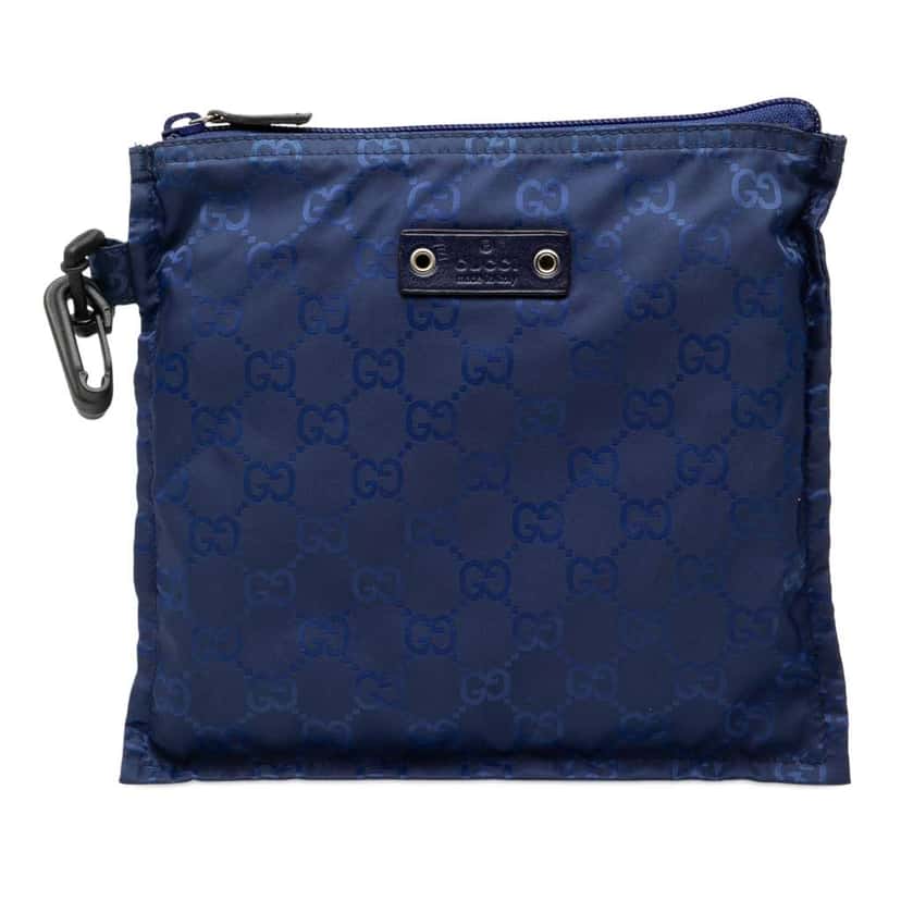 Gucci GG Nylon Pouch Blue Very good condition - Front View