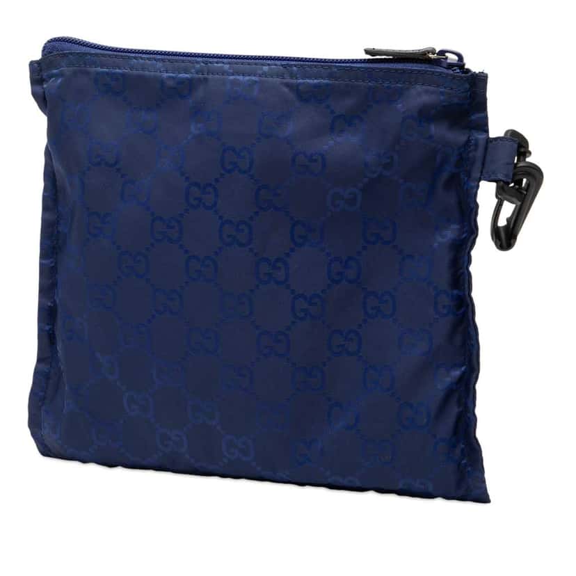 Gucci GG Nylon Pouch Blue Very good condition - Back View