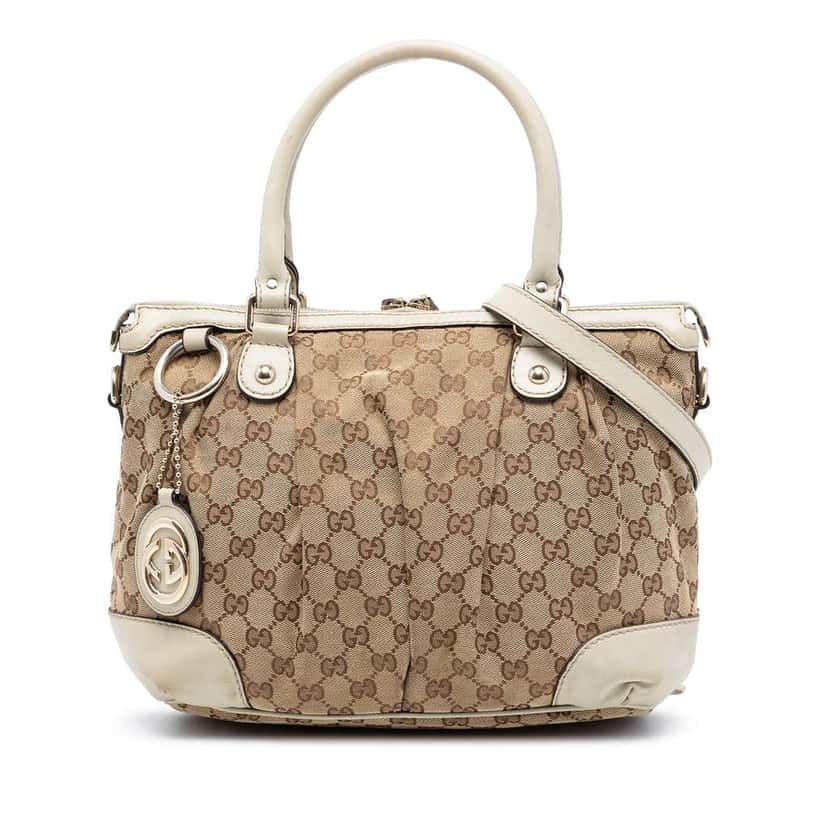 Gucci GG Canvas Sukey Satchel Beige Canvas Very good condition - Front View