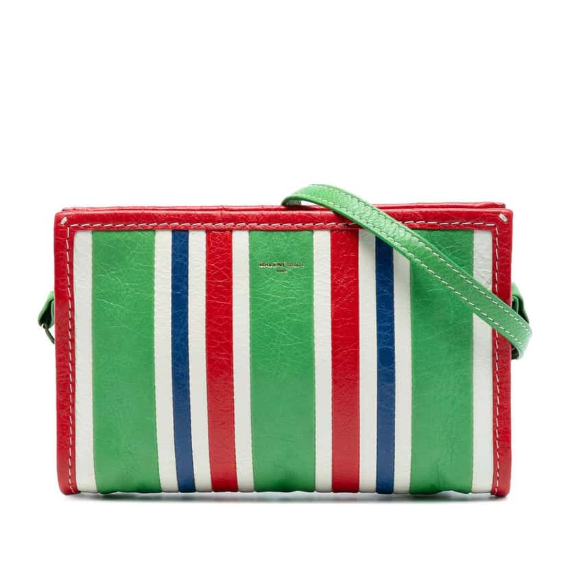 Balenciaga Lambskin Bazar Crossbody Green Leather Very good condition - Front View