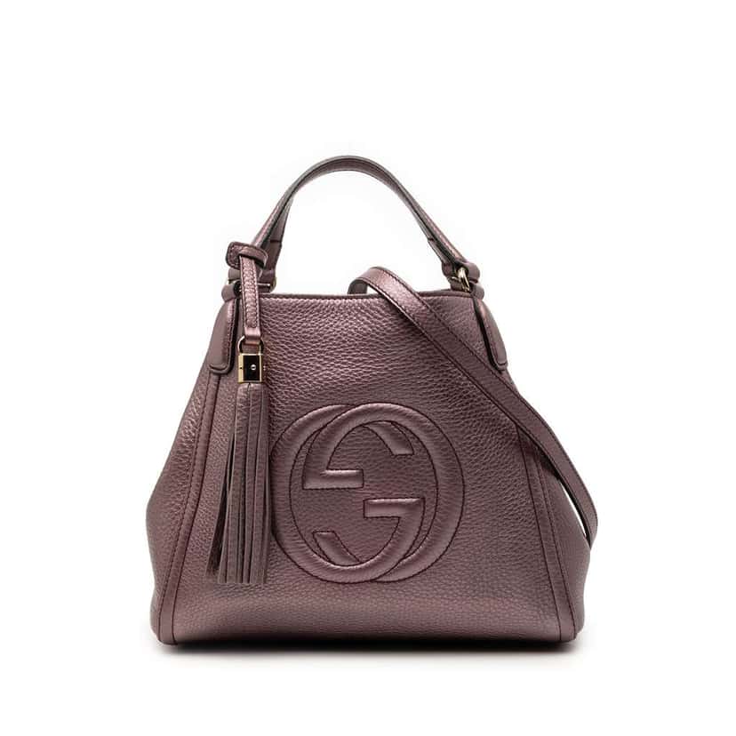Gucci Small Calfskin Soho Satchel Purple Leather Very good condition - Front View