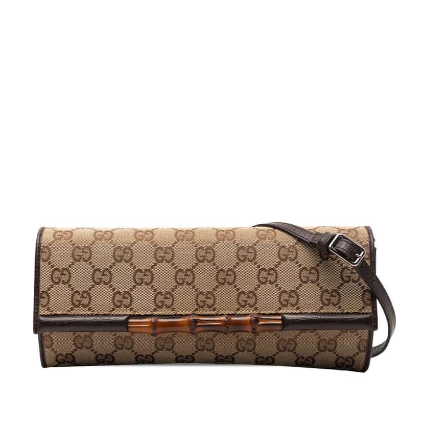 Gucci GG Canvas Bamboo Bar Crossbody Beige Canvas Very good condition - Front View