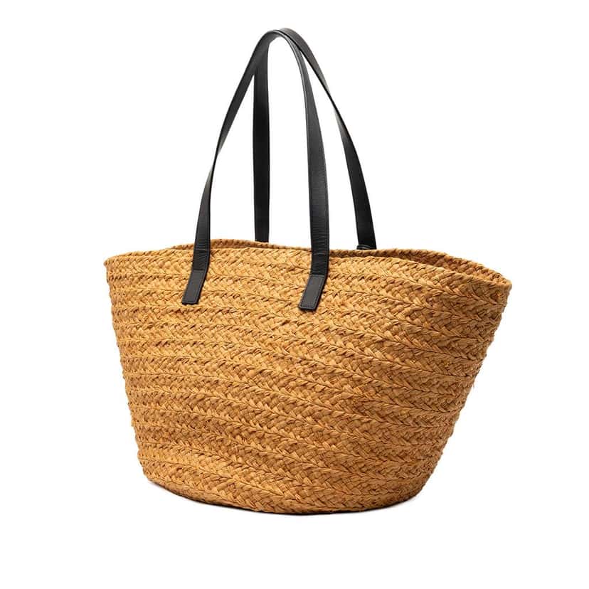 Saint Laurent Medium Raffia Panier Basket Shopper Tote Beige Very good condition - Back View