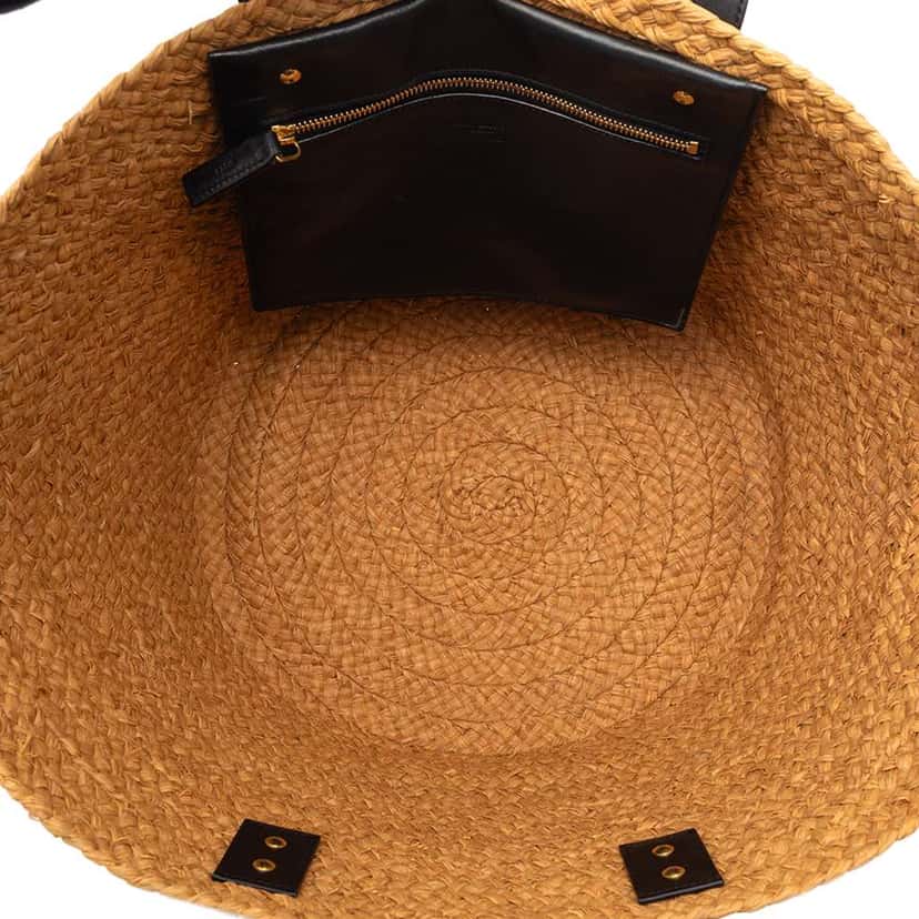 Saint Laurent Medium Raffia Panier Basket Shopper Tote Beige Very good condition - Model View