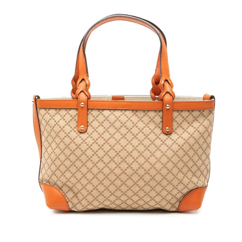 Gucci Small Diamante Canvas Craft Tote Beige Canvas Very good condition - Front View