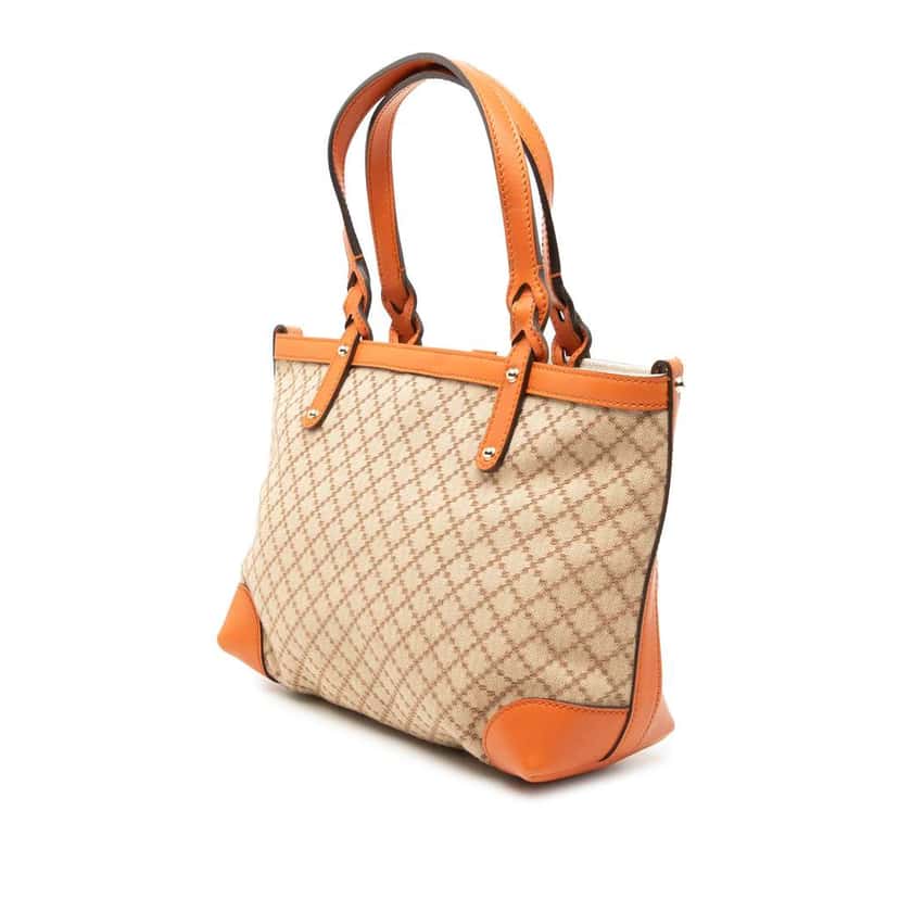 Gucci Small Diamante Canvas Craft Tote Beige Canvas Very good condition - Back View